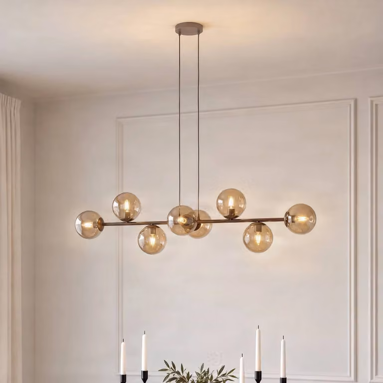 Lampada a sospensione Rossi EMIBIG LIGHTING, dimmerabile, Crema / Ambra, Soggiorno / Sala da pranzo, Vetro, Moderno, Lampada a sospensione