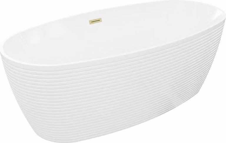 Mexen Lira vasca da bagno freestanding modello 170 x 80 cm, bianco, troppopieno oro spazzolato - 52831708000-55