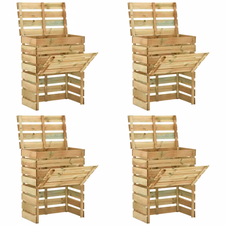 Compostiera da giardino a listelli vidaXL in legno, 4 pezzi, Verde