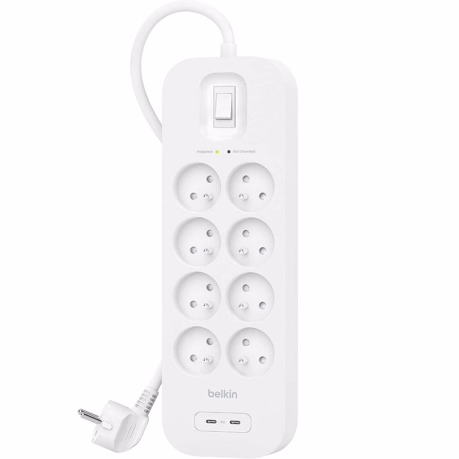 Presa di protezione da sovratensione 900J Belkin SRB004CA2M, 8x AC EU / 2x USB-C PD, bianco