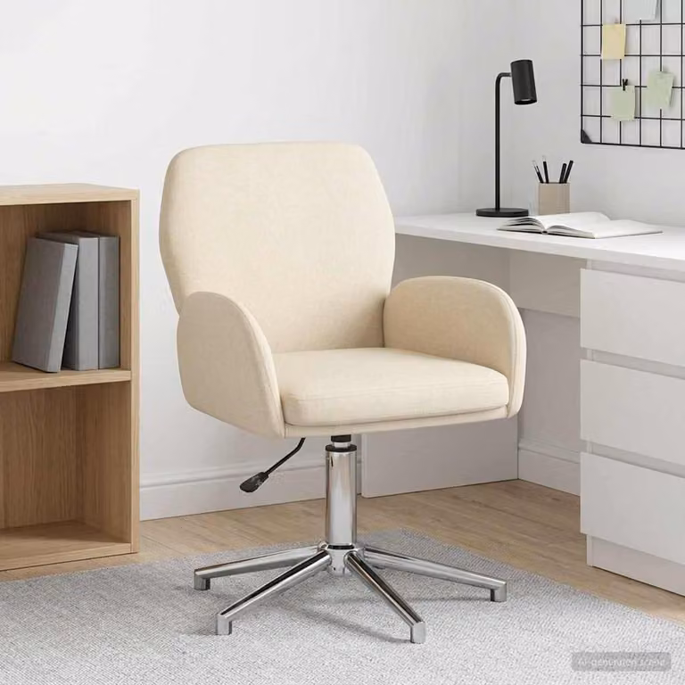 Sedia da scrivania girevole vidaXL in tessuto beige con braccioli L/P/H: 54 x 58 x 90 cm