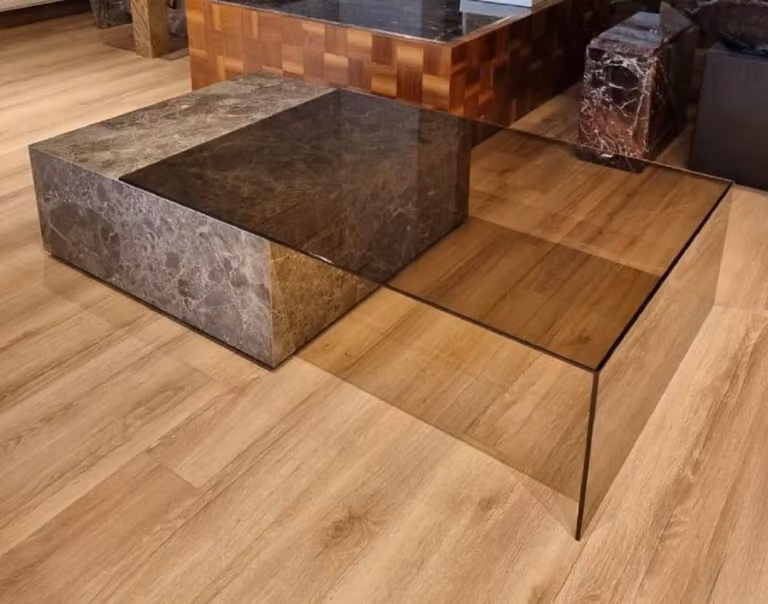 Casa Padrino tavolino in marmo con piano in vetro grigio 150 cm