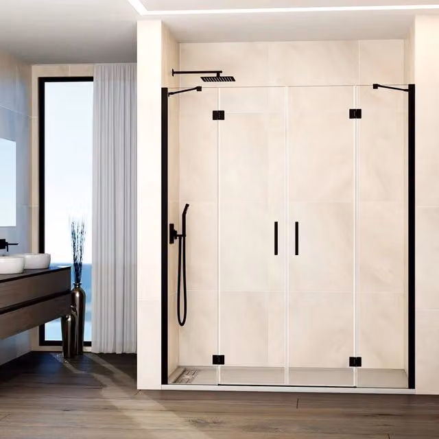 Box doccia rettangolare DUCHA GLASS 2 con 2 ante battenti nero e trasparente L: 182.5 cm