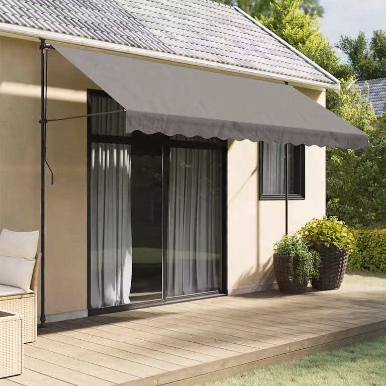 Tenda da Sole Retrattile vidaXL in Acciaio e Poliestere, Colore Antracite, L: 350 cm, P: 150 cm