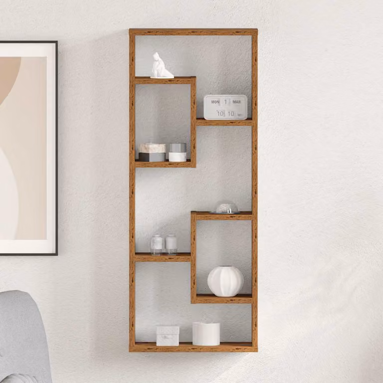 vidaXL Mensola da parete in legno antico marrone L/P/H: 36 x 16 x 90 cm