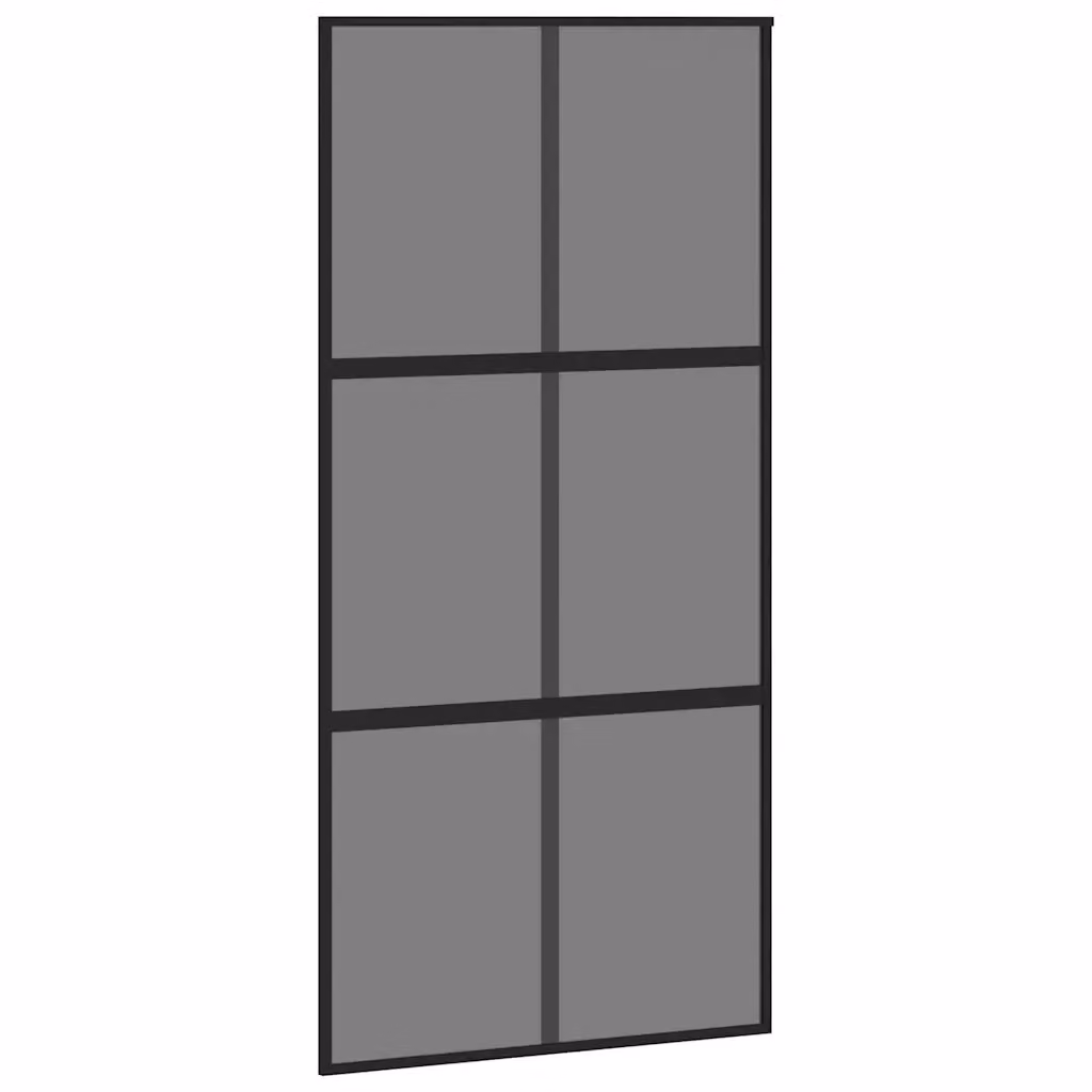 Porta Scorrevole vidaXL in Vetro Trasparente e Alluminio Nero L: 102,5 cm, H: 205 cm – 2