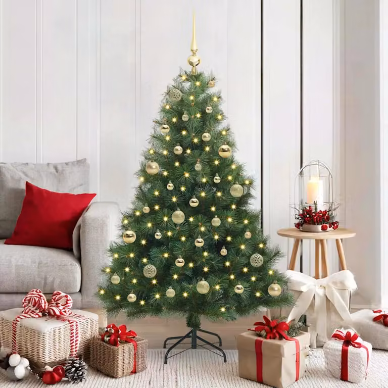 Albero di Natale artificiale vidaXL verde con 150 LED luce bianca calda, Altezza: 150 cm