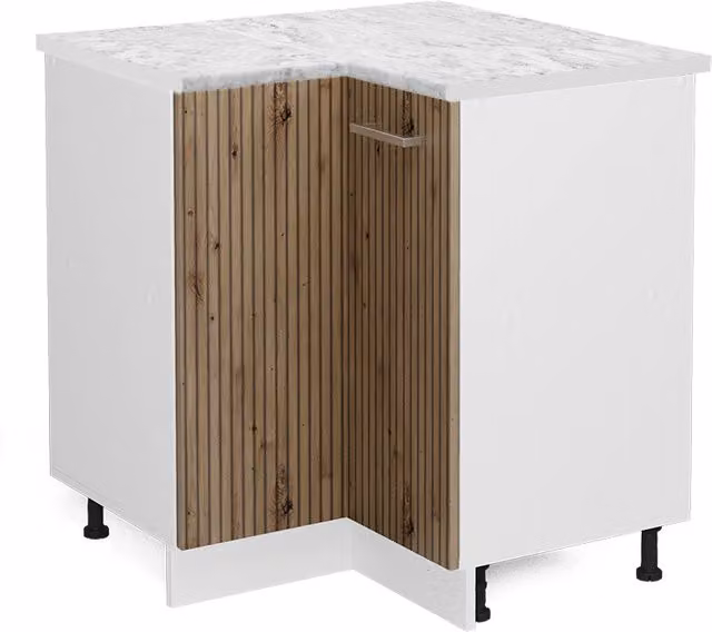 Mobile ad angolo cucina R-Line Rovere artigianale/Bianco 75.6 cm, PL Marmo Vicco