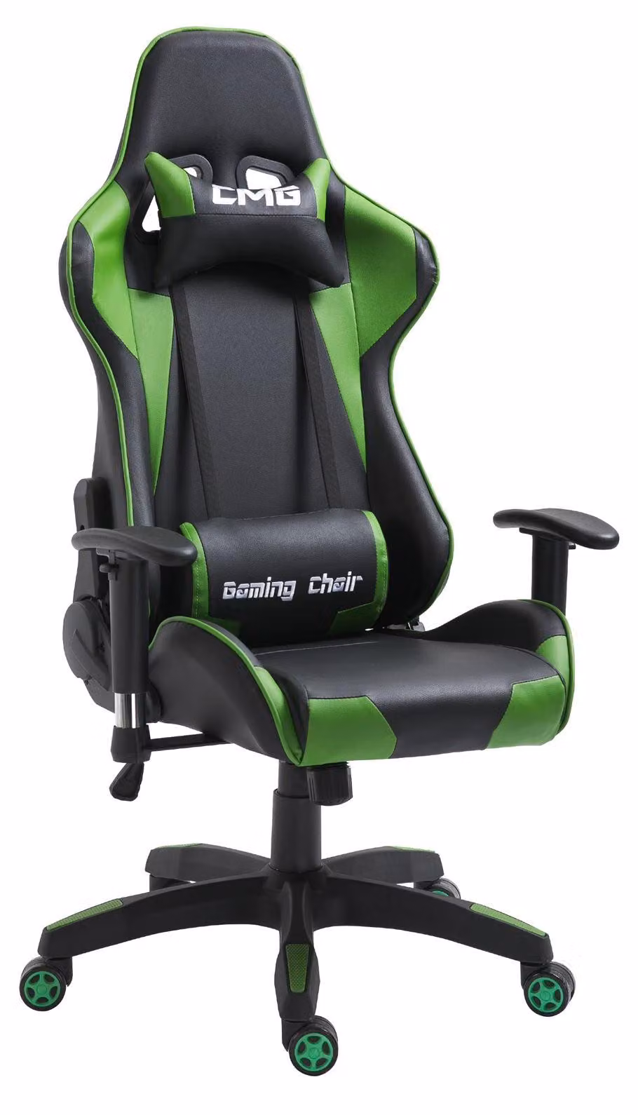 Sedia girevole da gaming nera/verde, sedia da ufficio, sedia da scrivania Racer, regolabile in altezza, meccanismo a dondolo