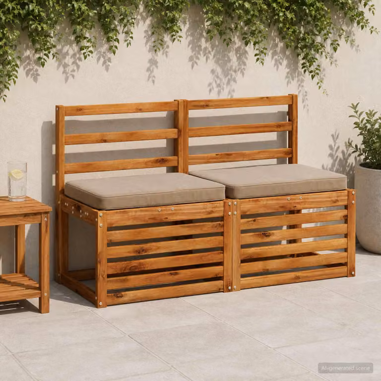 Set di 2 cuscini per panchina vidaXL in poliestere con rivestimento rimovibile e resistente ai raggi UV, disponibili in beige o grigio