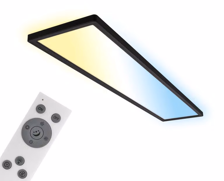 Briloner Tava LED soffitto 98cm, dimmerabile, telecomando, nero