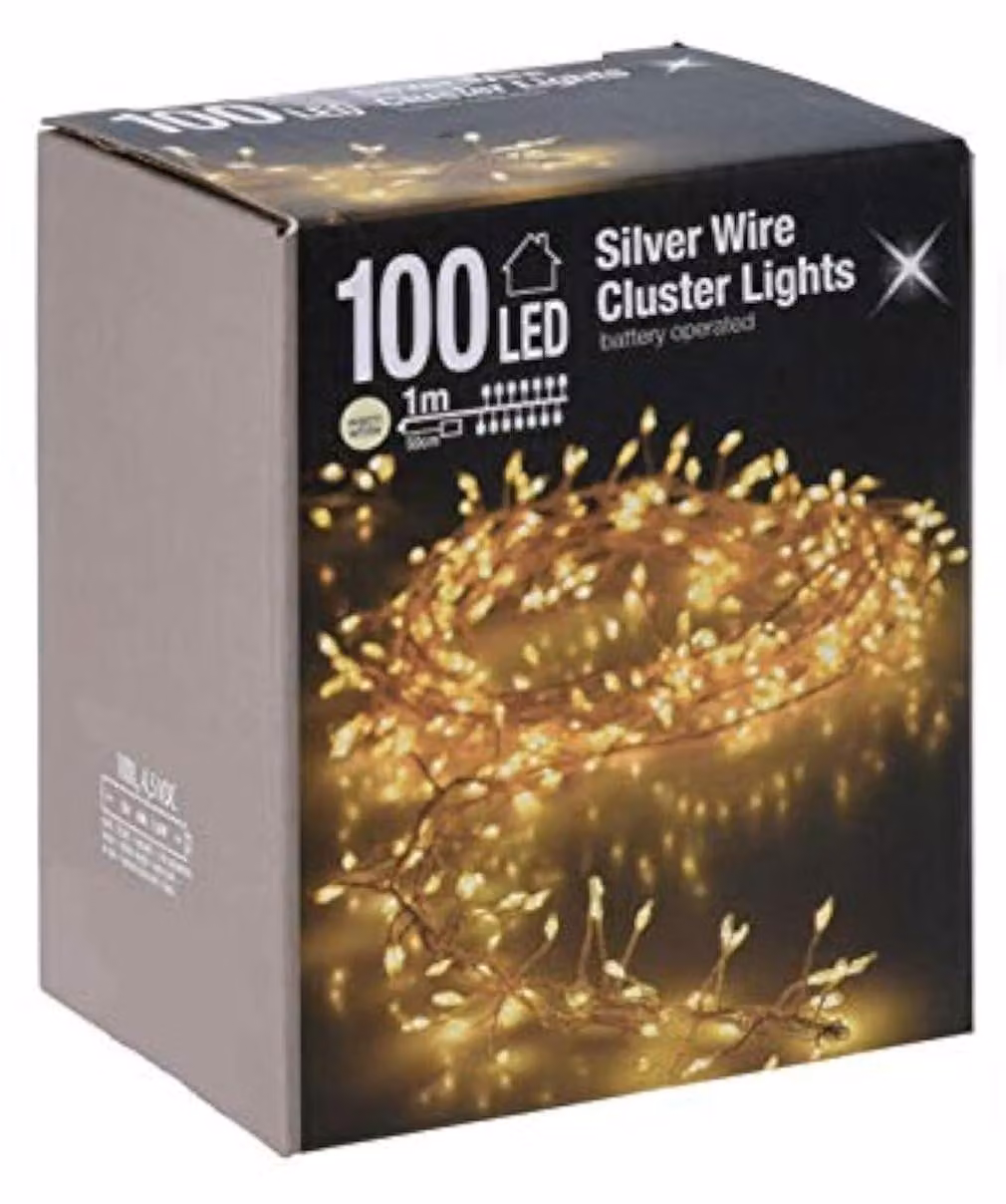 Catene luminose con 100 LED, luce bianca calda, lunghezza 100 cm, flessibili, per uso interno