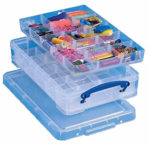 Really Useful Box - Scatola portaoggetti da 4 litri con 2 divisori, trasparente