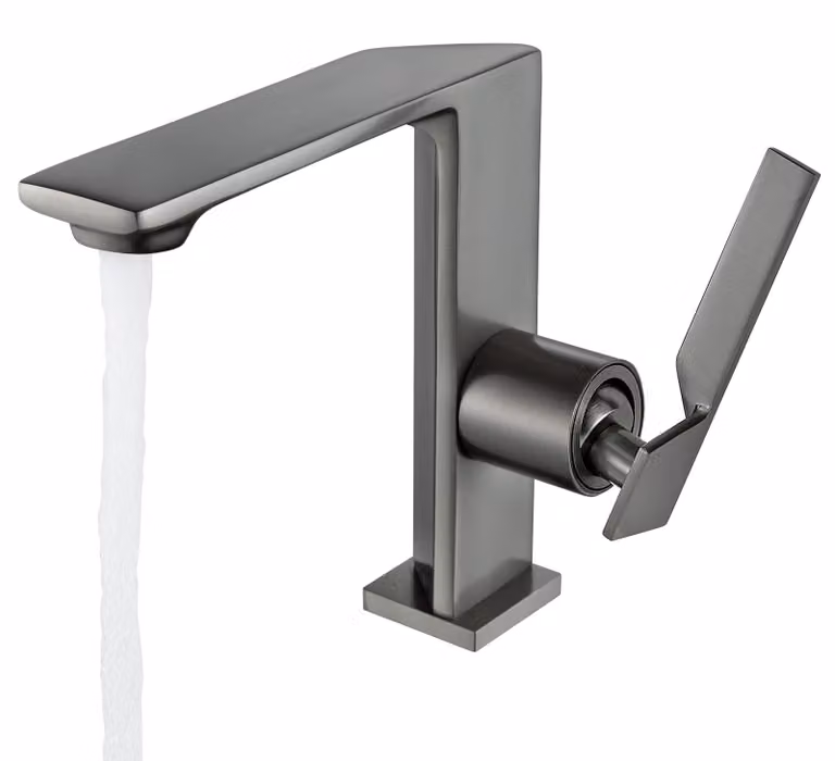Miscelatore per lavabo in finitura grigio scuro, da montare a incasso, realizzato in ottone