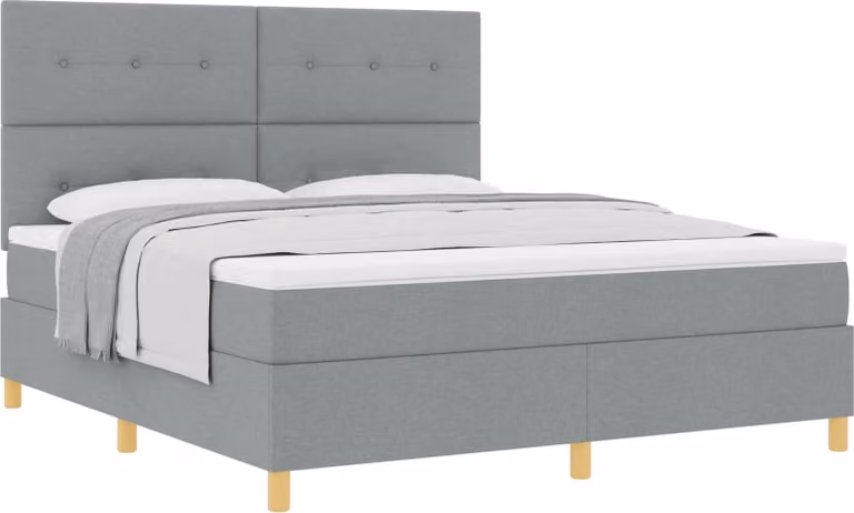 Letto a molle con materasso Grigio chiaro 180 x 200 cm Tessuto