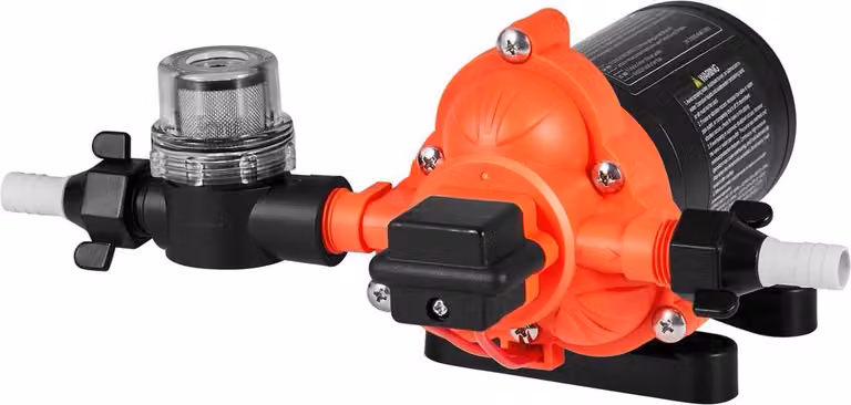 Pompa dell'acqua per camper, 12 V CC 4 GPM (15,1 L/min), pompa dell'acqua a membrana autoadescante a 3 camere con pressostato automatico, pressione massima 40 PSI, su richiesta per camper, roulotte, imbarcazioni, yacht, autolavaggi