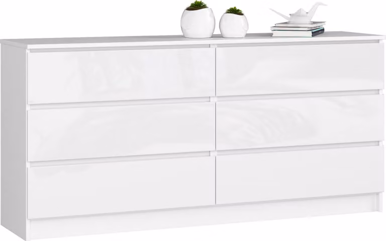 Akord Madia 6 Cassetti Bianco Lucido 160X40X77 Cm