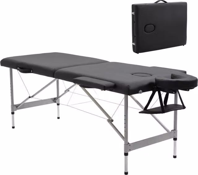 Lettino da massaggio pieghevole XYLO imbottito regolabile in altezza nero L: 186 cm, P: 71 cm, H: 62-83 cm