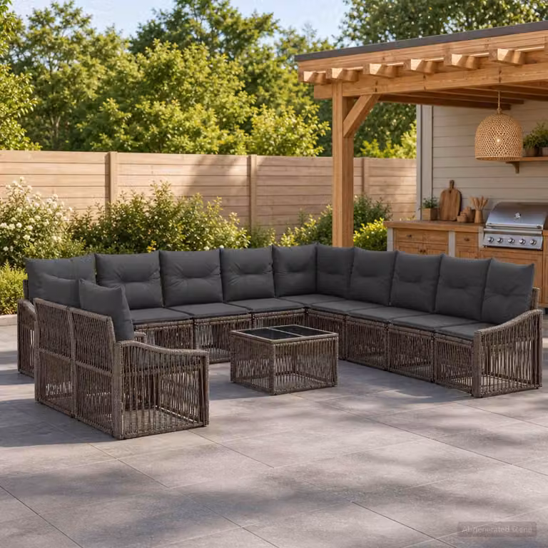 Maison Exclusive - Set di divani da giardino, 12 pezzi, grigio, in rattan sintetico