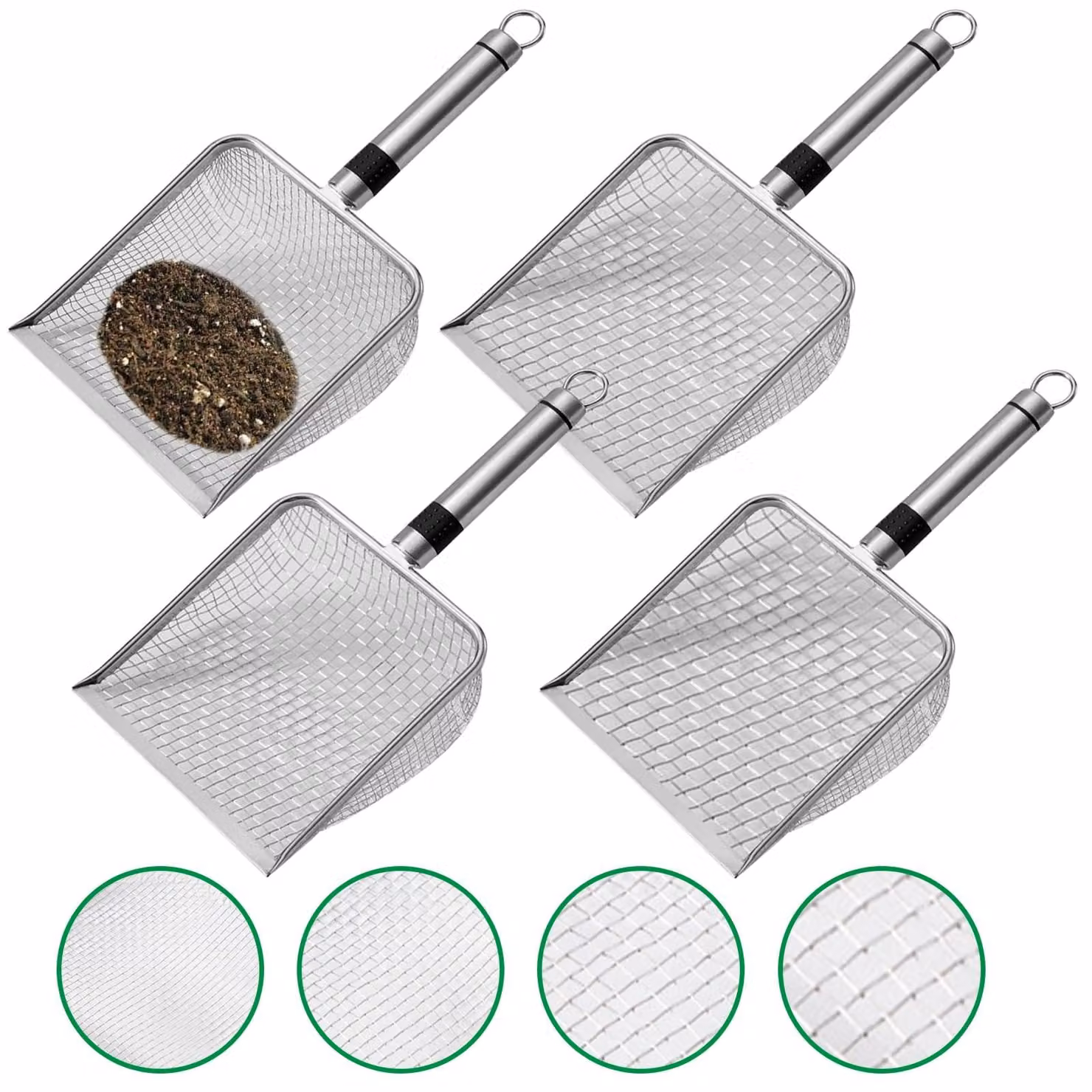 Set di 4 setacci da giardino di diverse dimensioni per una setacciatura efficiente