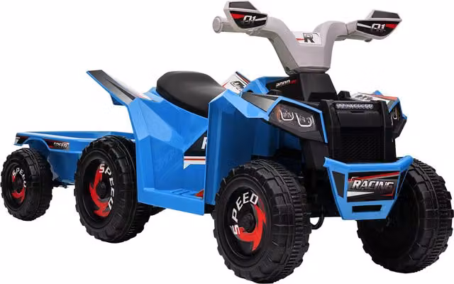 Quad Elettrico HOMCOM per Bambini con Rimorchio, 6V, Blu – 1