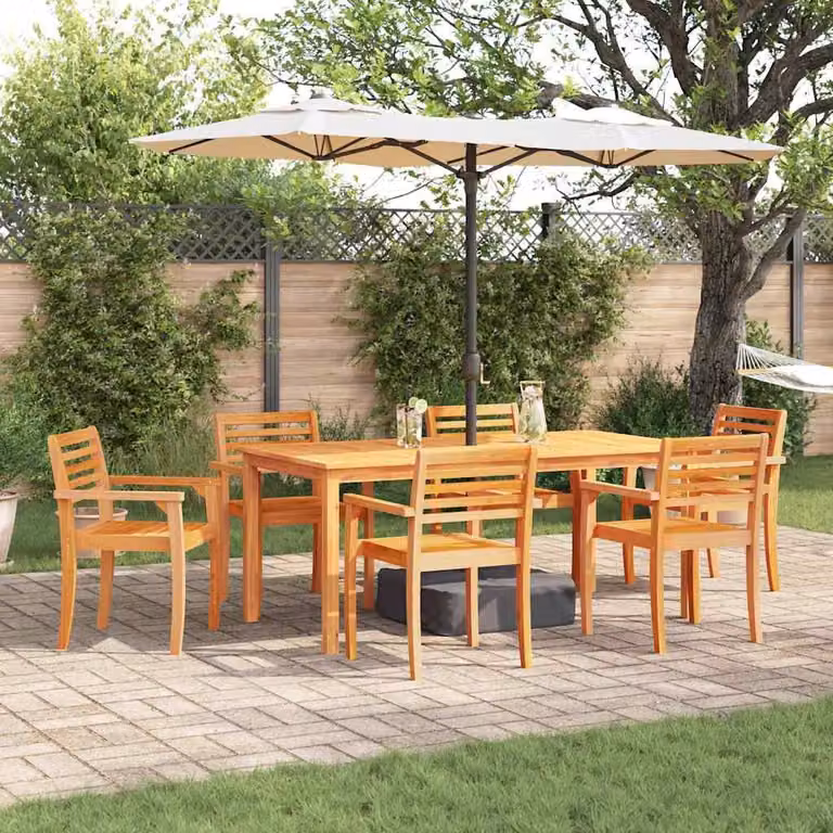 Maison Exclusive - Set da pranzo per esterno, 7 pezzi, legno massello di acacia, color marrone