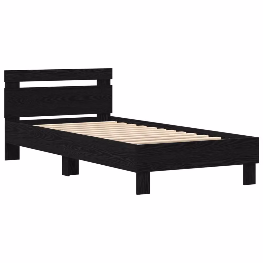 Struttura letto Design In in legno Rovere Nero con illuminazione sottostante e porta USB, L/P/H: 200 x 90 x 95,2 cm – 2