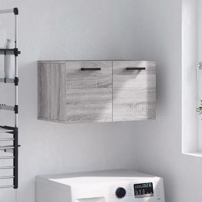 Mobile a parete vidaXL in legno multistrato e MDF, Grigio Sonoma, L: 60 cm, P: 36,5 cm, H: 35 cm