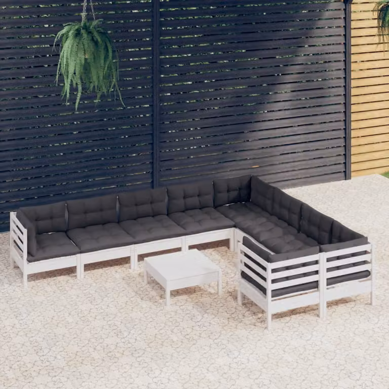 Maison Exclusive - Set Divani da Giardino 10 pz con Cuscini BiancLegno di Pino