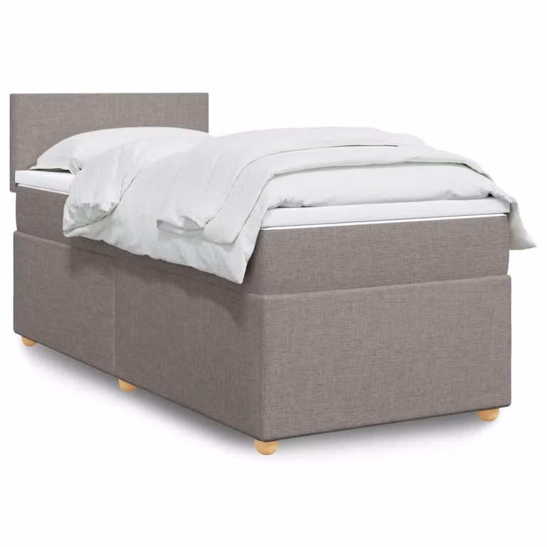 vidaXL Giroletto a Molle con Materasso in Tessuto Tortora L/P/H: 90 x 200 cm