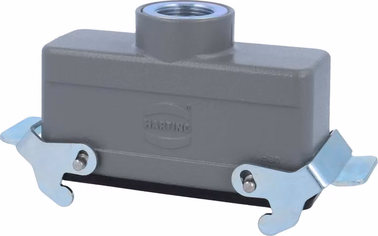 HARTING Han 24B Alloggiamento connettore basso, 1xM25 uscita cavo diritta, con 2 staffe trasversali Vite M25 Area di serraggio