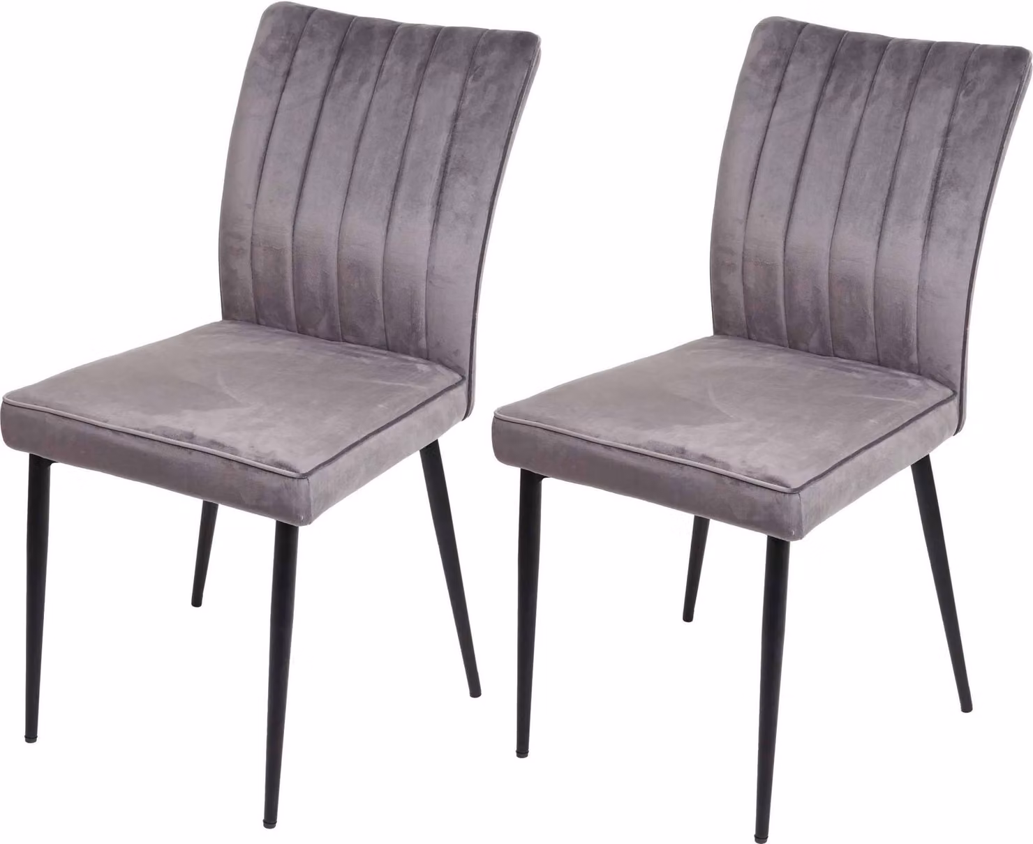 set di 2 sedie per sala da pranzo HWC-K16, sedia da cucina, metallo vellutato ~ grigio scuro