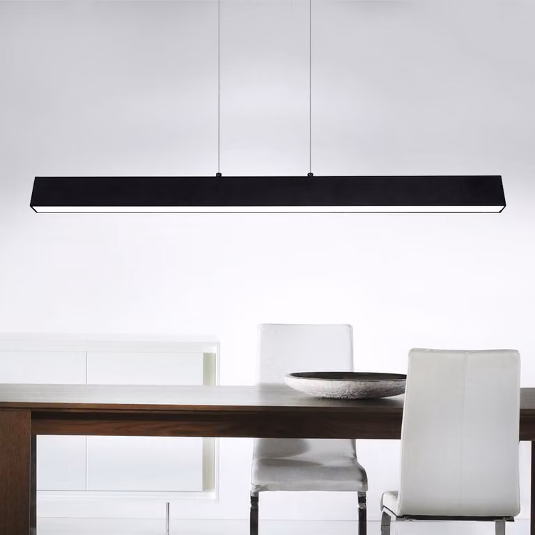 Lampada a sospensione a LED, dimmerabile, metallo nero, lunghezza 121 cm