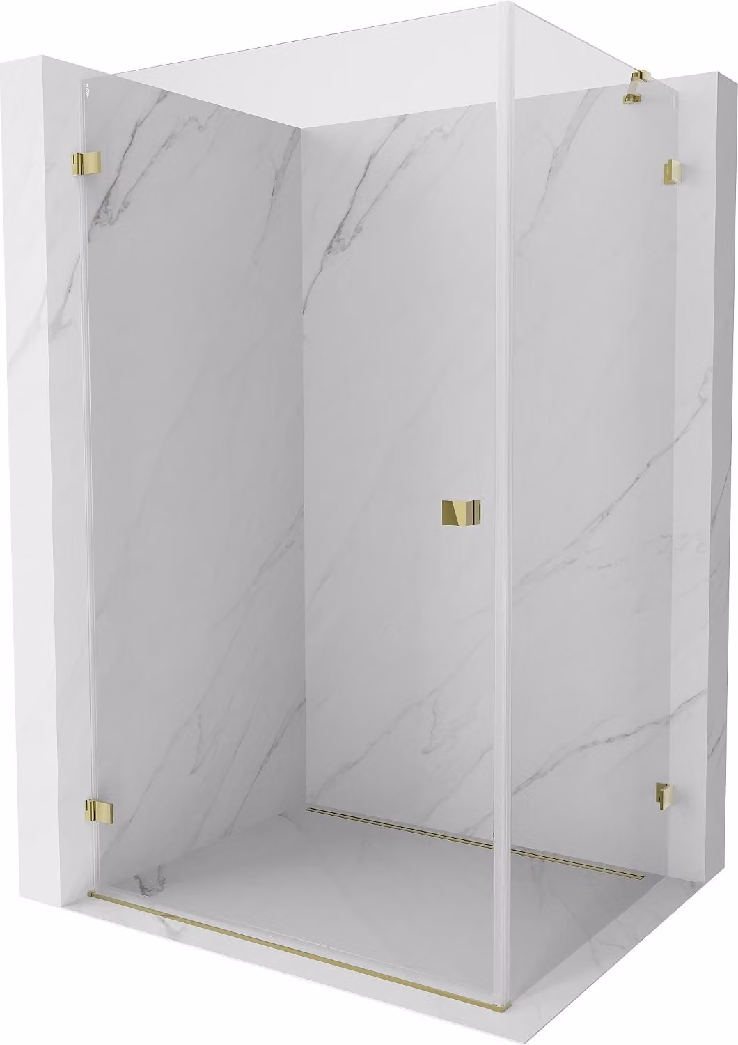 Mexen Lunar-B cabina doccia battente sinistra 90 x 80 cm, trasparente, oro - 832-090-080-50-00-L