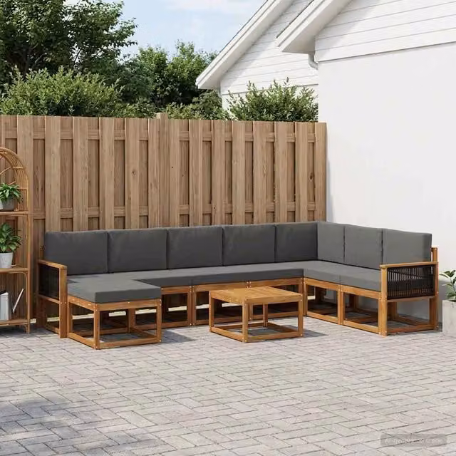 Set di divani da esterno 9 pz Naturale e Antracite 3385473