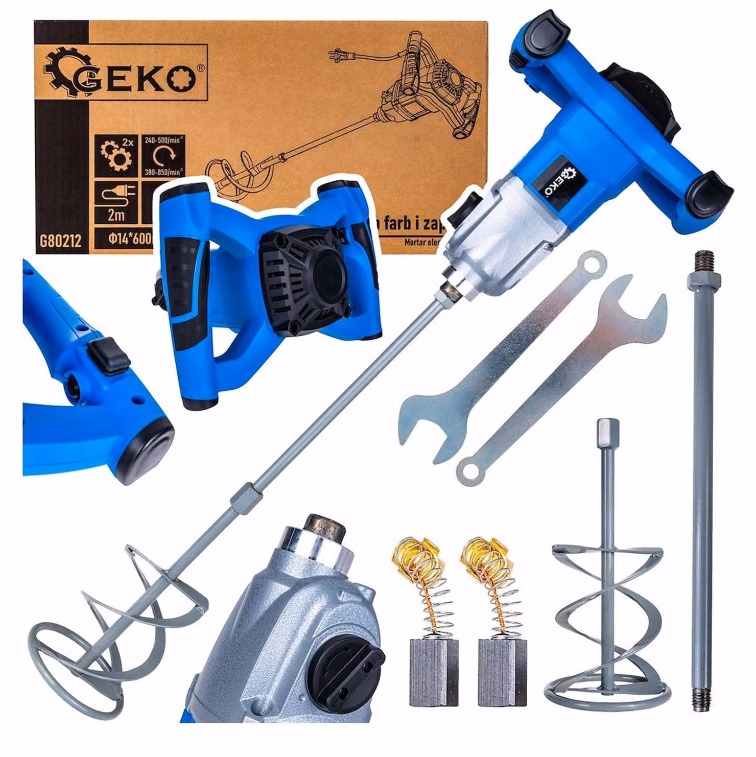 Miscelatore elettrico 1600 w a 2 velocità M14 per vernici e malta, frusta stucco Geko