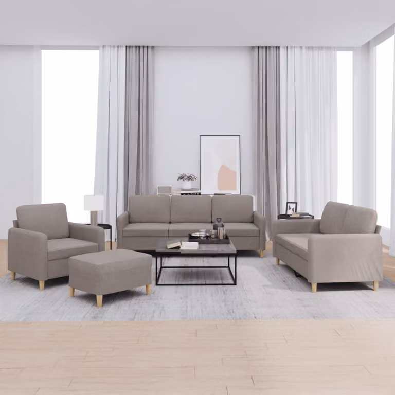 Maison Exclusive - Set divano 4 pezzi con cuscini in tessuto color taupe