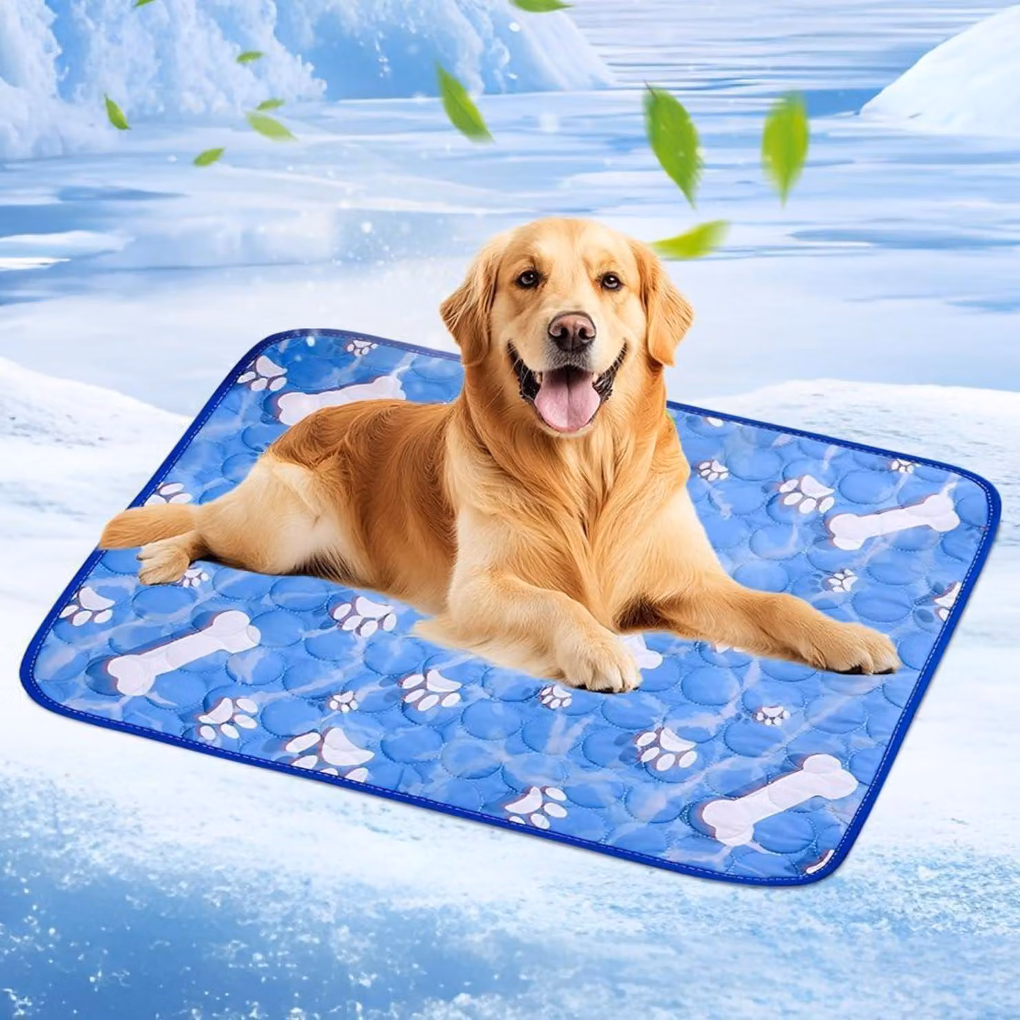 Tappetino refrigerante per cani, 100 x 70 cm, lavabile, auto-raffreddante, ideale per animali domestici, da usare in casa e in viaggio (motivo: osso)