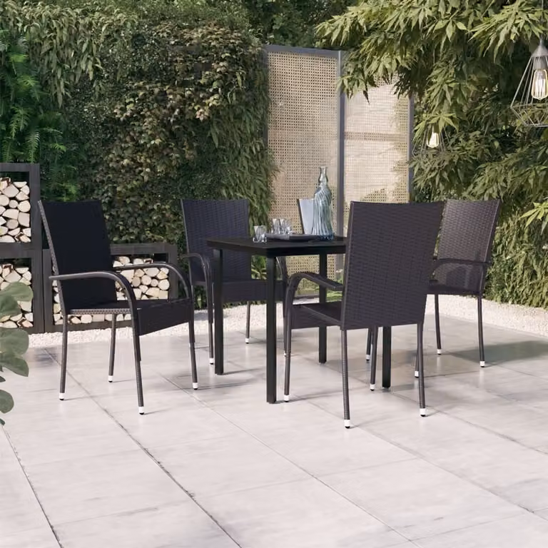Maison Exclusive - Set da pranzo da giardino 5 pezzi nero