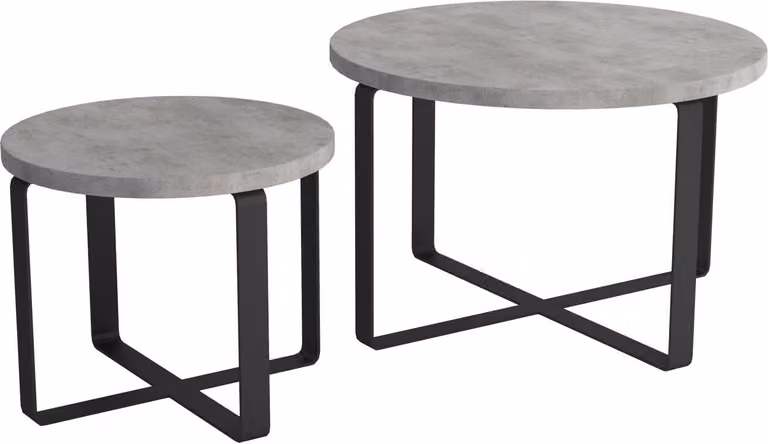 Tavolino da caffè moderno design rotondo doppio, 2 pezzi, mobili per il soggiorno