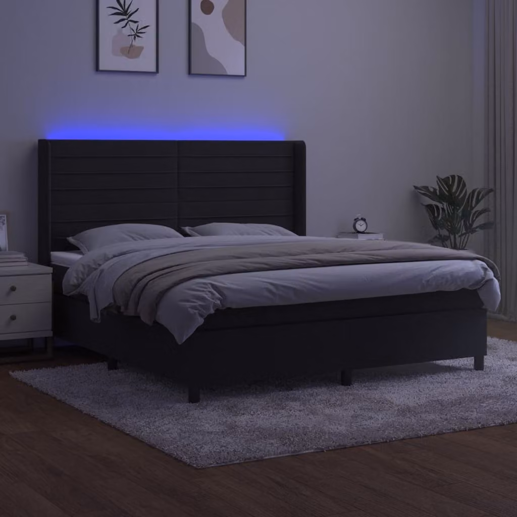 Maison Exclusive - Letto a Molle con Materasso e LED Nero 160x200 cm in Velluto