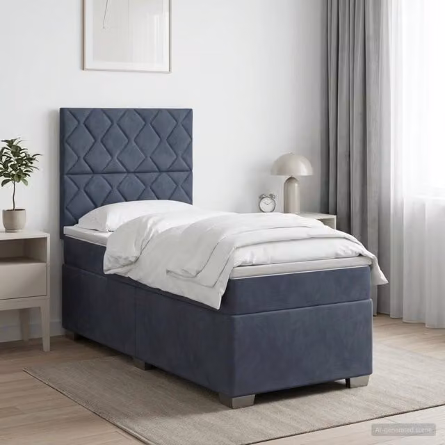 Letto box spring con materasso Grigio Scuro 90 x 200 cm Velluto 3455037