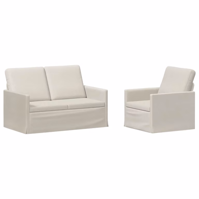 Set di 2 divani moderni vidaXL in velluto beige con struttura in metallo per soggiorno o ufficio