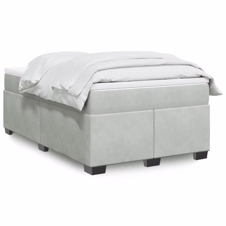 vidaXL Giroletto a Molle con Materasso Ibrido in Velluto Grigio L/P/H: 120 x 200 cm
