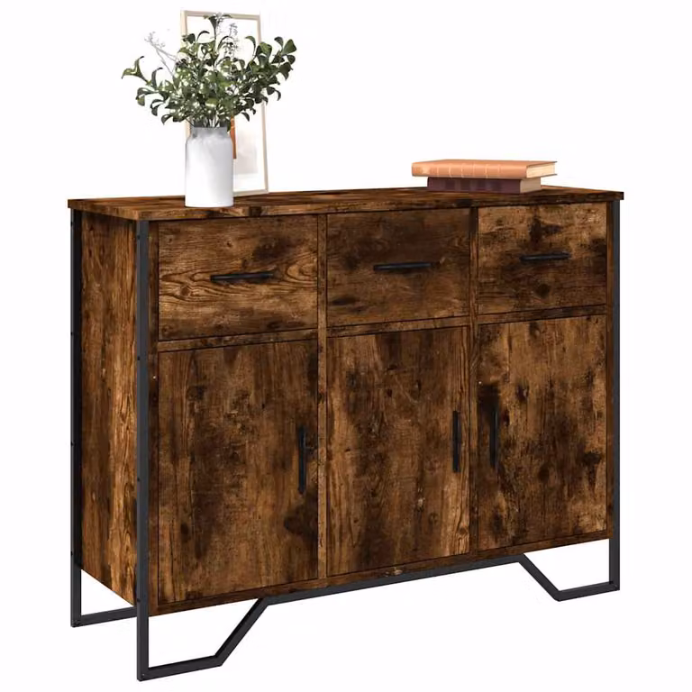 Credenza moderna vidaXL in legno multistrato color rovere fumo marrone L: 97 cm, P: 32,5 cm, H: 74,5 cm