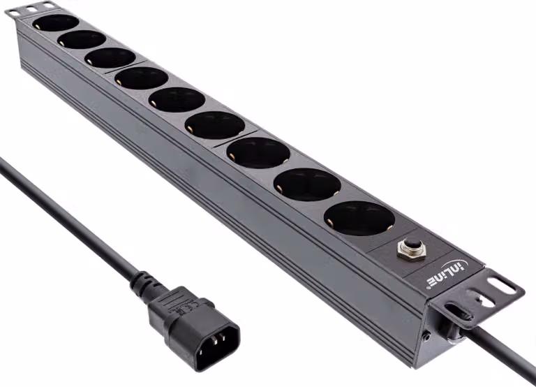 InLine - Presa multipla (montabile su rack) - 2500 Watt - ingresso, ingresso IEC 60320 C14 - connessioni di uscita: 9 (9