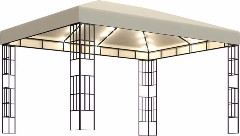 Gazebo con Stringa di Luci LED 3x4 m Crema