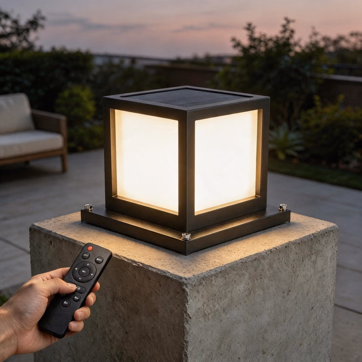 Set di lampade solari, grado di protezione IP65, con telecomando, batteria da 4500 mAh, 3 colori
