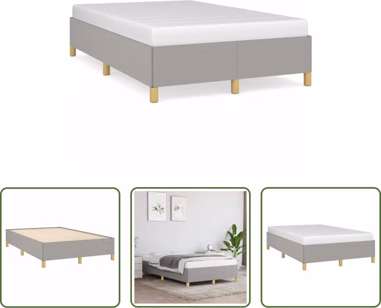 The Living Store Struttura letto grigio chiaro 120x190 cm in tessuto