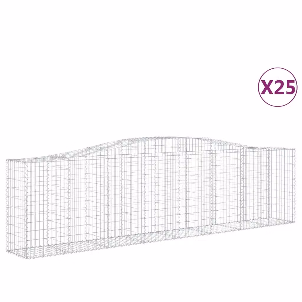 Set di 25 Cesti Gabbioni ad Arco Videx in Acciaio Zincato Colore Argento L: 400 cm, P: 50 cm, H: 100/120 cm – 2